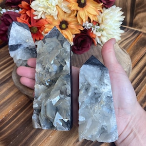 Large Calcite and Sphalerite Tower, twr218, Druzy Sphalerite Crystal