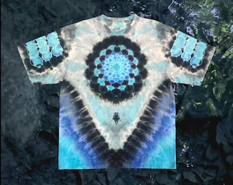 Blue Mandala Tie Dye Shirt: Handmade Unisex Festival Top