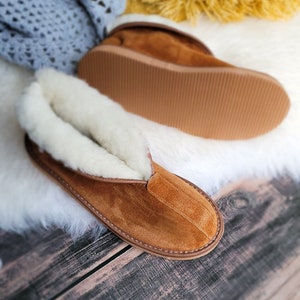 RUST Handmade Men's SHEEPSKIN BOOT Slippers