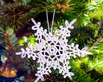 Crochet Snowflake, Christmas Tree Decorations, Handmade, Brand New