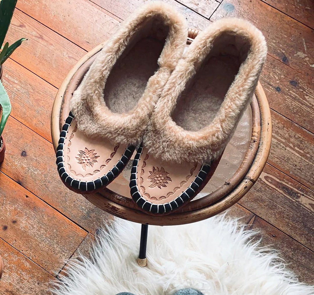 Leather Handmade Moccasin Slippers UK