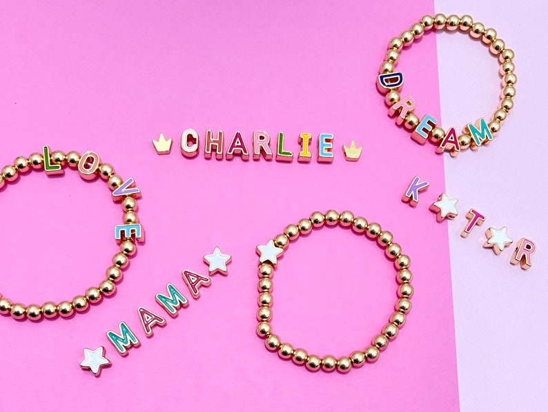Rainbow Bracelets Block letter Personalized