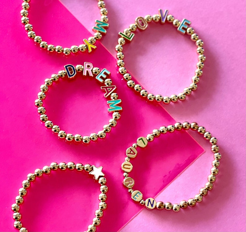 Rainbow Bracelets Block letter Personalized