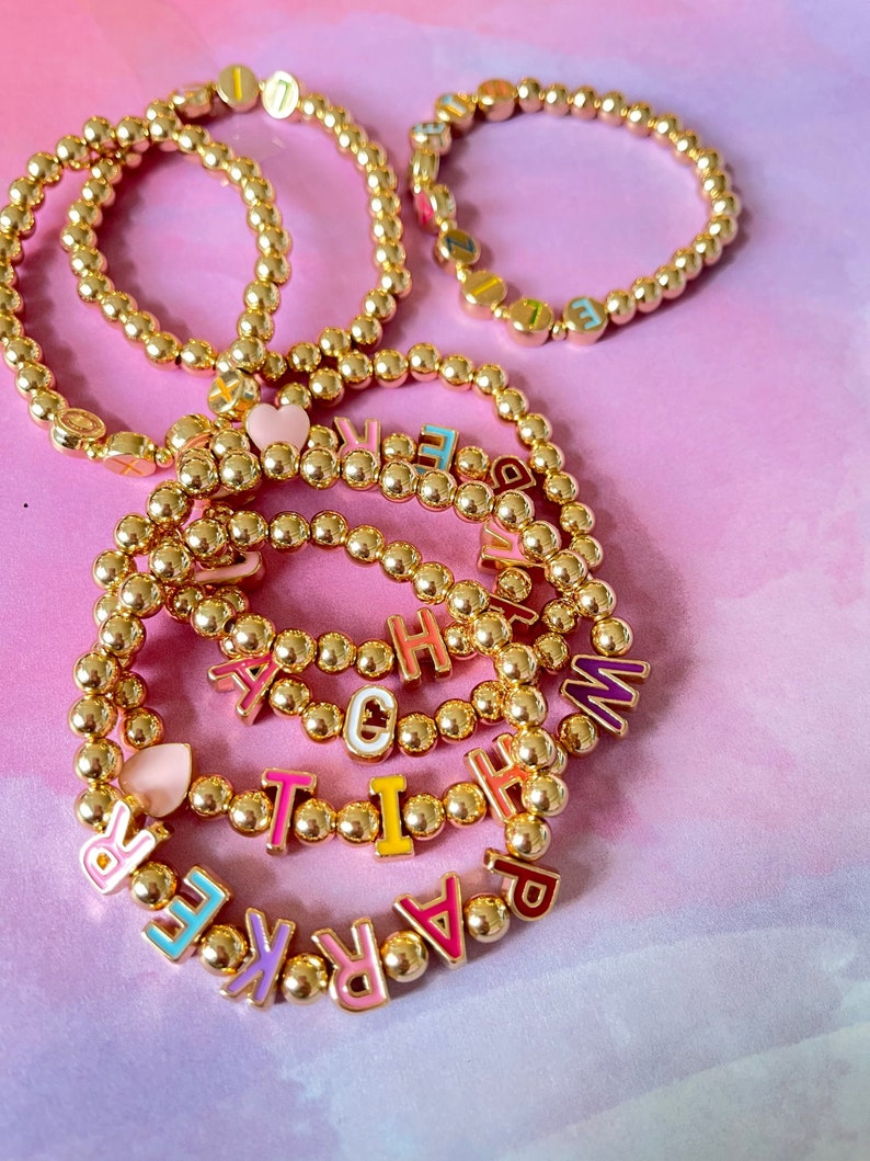 Rainbow Bracelets Block letter Personalized