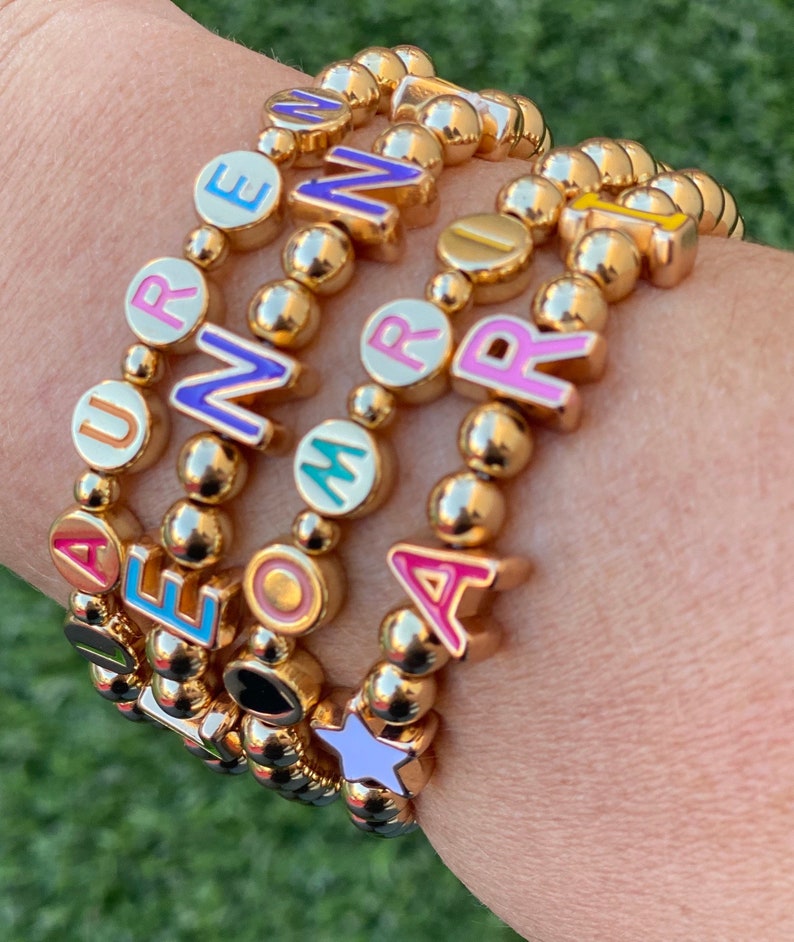 Rainbow Bracelets Block letter Personalized
