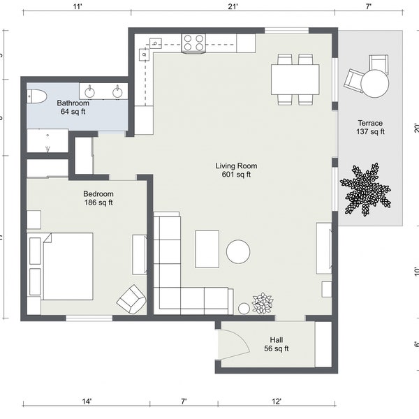 Plan d'étage 2D détaillé personnalisé - Design d'intérieur virtuel - Plan d'agencement du mobilier architectural - Services résidentiels et commerciaux