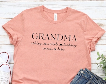 Custom Grandma Shirt, Grandma Shirt With Names, Personalized Nana T-shirt, Mother's Day Shirt, Mimi With Children Names Tee, Custom Grandma