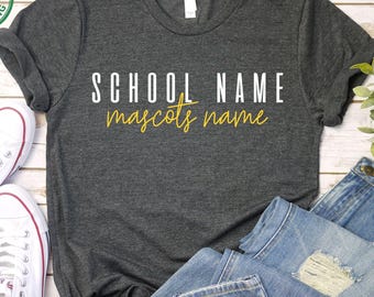 Custom School T-Shirt, Custom Text Shirt, School Logo Shirt, Team Mascot Shirt, School Shirts, Custom School T-Shirt, School Spirit Shirts