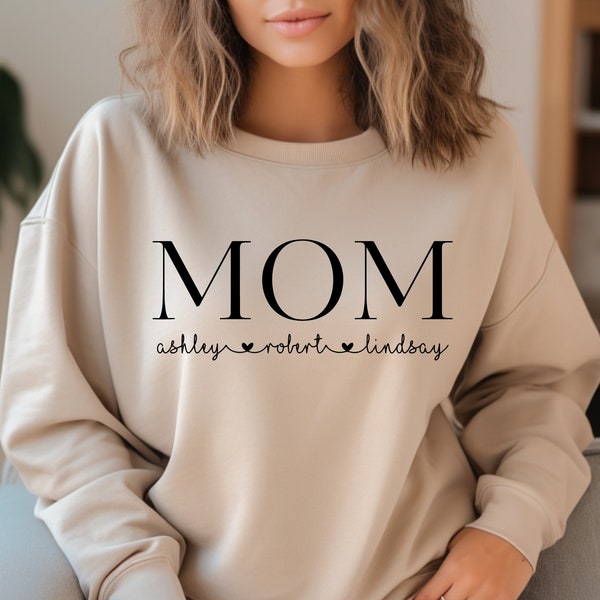 Custom Mama Sweatshirt and Hoodie With Kids Names, Personalized Mama Sweater with Kid's Names, Custom Name Mom Sweatshirt,Custom Mama Hoodie