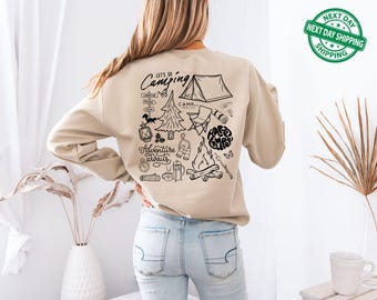 Happy Camper Sweatshirt Hoodie, Camping Collage Sweater, Family Camping Gift, Girls Camping, Camp Lover, Outdoorsy,Nature Lover,Travel Gift