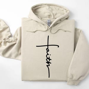 Faith Sweatshirt, Faith Gift, Christian Sweatshirt, Faith Cross Sweatshirt, Christian Gift, Love and Grace Hoodie, Vertical Cross Sweatshirt image 4