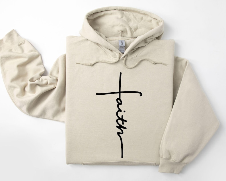 Faith Sweatshirt, Faith Gift, Christian Sweatshirt, Faith Cross Sweatshirt, Christian Gift, Love and Grace Hoodie, Vertical Cross Sweatshirt image 4