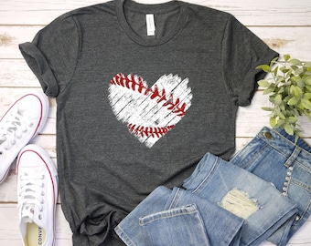 Baseball Distress Heart Shirt, Baseball Shirt, Baseball Mom Shirt, Baseball Heart Shirt, Baseball Sublimation Shirt, Sports Mom Shirt