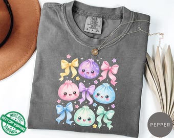 Kawaii Dumpling T-Shirt Comfort Colors®, Foodie Tee, Happy Asian Food Shirt