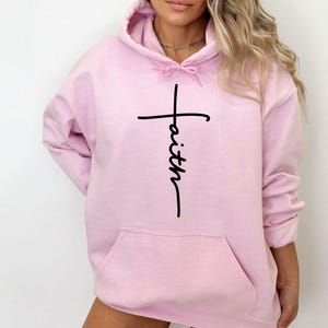 Faith Sweatshirt, Faith Gift, Christian Sweatshirt, Faith Cross Sweatshirt, Christian Gift, Love and Grace Hoodie, Vertical Cross Sweatshirt image 5