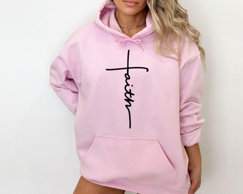 Faith Sweatshirt, Faith Gift, Christian Sweatshirt, Faith Cross Sweatshirt, Christian Gift, Love and Grace Hoodie, Vertical Cross Sweatshirt image 5