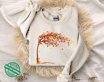 Autumn Leaves Sweatshirt, Cozy Fall Vibes Crewneck, Fall Season Leaf Print Sweater,Rustic Autumn Apparel,Nature Inspired Hoodie,Cozy Fashion