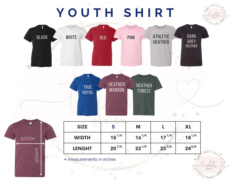a youth's t - shirt sizes chart