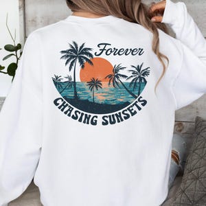 Sunset Sweatshirt - Beach Sweater - Beach Hoodies - Oversized Beachy Crewneck - Coconut Girl Surf Hoodie - Beach Sweatshirt image 3