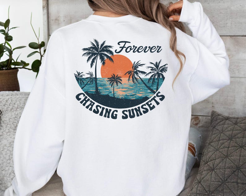 Sunset Sweatshirt - Beach Sweater - Beach Hoodies - Oversized Beachy Crewneck - Coconut Girl Surf Hoodie - Beach Sweatshirt image 3