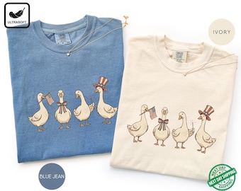 Comfort Colors® Patriotic Goose T-Shirt,  America Firequacker Goose Shirt