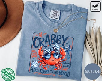 Comfort Colors® If Crabby Please Return To The Beach T-Shirt, Funny Beach Shirt, Retro Summer Tee