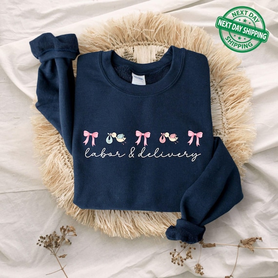 Coquette Labor and Delivery Unit Sweatshirt, Baby Ob RN Hoodie, L and D Nurse Crewneck, Gift for Mother Baby Nurse Grad, Nursery Nurse