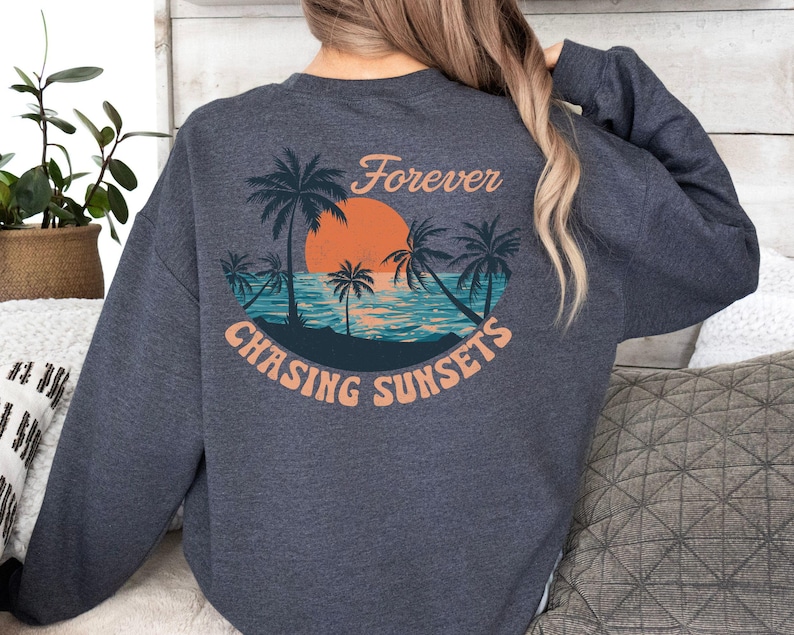 Sunset Sweatshirt - Beach Sweater - Beach Hoodies - Oversized Beachy Crewneck - Coconut Girl Surf Hoodie - Beach Sweatshirt image 4