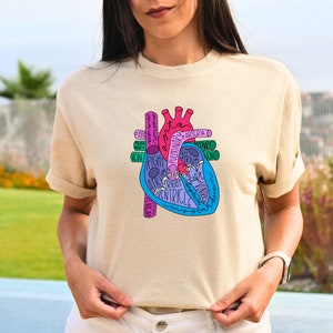 Heart Anatomy Shirt, Nurse Shirt, Anatomy Shirt, Cardiac Nurse Shirt, Cardiologist Anatomical Heart Shirt, Nursing Student,Heart Nurse Shirt