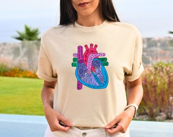 Heart Anatomy Shirt, Nurse Shirt, Anatomy Shirt, Cardiac Nurse Shirt, Cardiologist Anatomical Heart Shirt, Nursing Student,Heart Nurse Shirt