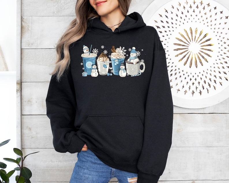 Winter Coffee Cups Sweatshirt, Winter Sweatshirt, Cozy Season Sweater, Winter Sweater, Winter Hoodie, Coffee Hoodie, Coffee Lover Gift Bild 6