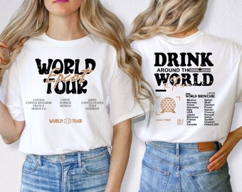 Epcot World Tour Shirt, Drink Around The World Shirt,  Group Trip Shirt,  Disneyland Epcot Shirt, Epcot Disneyworld Shirt, Handmade printed