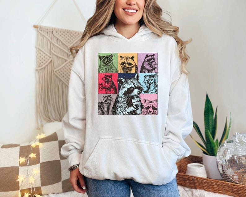 Funny Raccoon Coffee Sweatshirt, Trash Panda Meme Sweater, Cute Animal Humor Hoodie, Sarcastic Coffee Lover Gift, Cozy Fall Top image 5