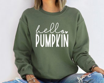 Hello Pumpkin Sweatshirt, Fall Shirts for Women, Pumpkin Crewneck, Cute Fall Tshirt, Fall Apparel, Pumpkin Season Shirt, Cute Fall Shirt