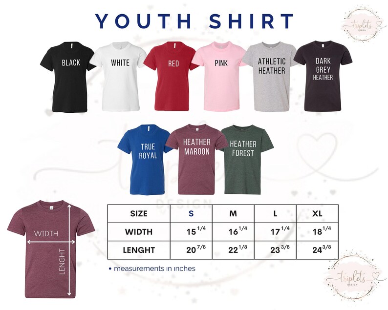 a youth's t - shirt sizes chart