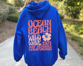 Ocean Beach Hoodie Aesthetic Hoodie Tumblr Sweatshirt CA Surf Tee Trendy Oversized Hoodie Coconut Hoodie