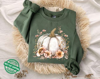 Floral Pumpkin Sweatshirt, Fall Pumpkin Sweater, Halloween Pumpkin Sweater, Flower Pumpkin Hoodie, Thanksgiving Gift, Autumn Hoodie Women