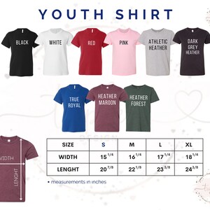 a youth's t - shirt sizes chart
