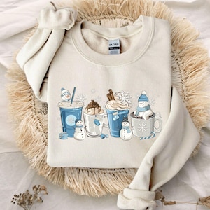 Winter Coffee Cups Sweatshirt, Winter Sweatshirt, Cozy Season Sweater, Winter Sweater, Winter Hoodie, Coffee Hoodie, Coffee Lover Gift Bild 2