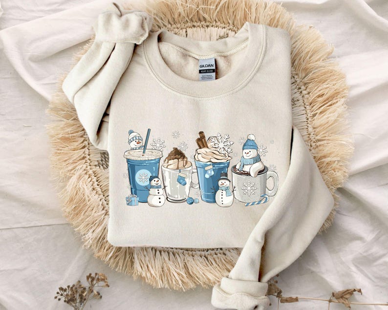 Winter Coffee Cups Sweatshirt, Winter Sweatshirt, Cozy Season Sweater, Winter Sweater, Winter Hoodie, Coffee Hoodie, Coffee Lover Gift Bild 2