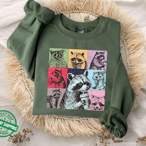 Funny Raccoon Coffee Sweatshirt, Trash Panda Meme Sweater, Cute Animal Humor Hoodie, Sarcastic Coffee Lover Gift, Cozy Fall Top image 1