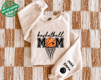 Basketball Mom Sweatshirt, Custom Kids Names Sleeve, Game Day Shirt, Basketball Team Shirt, Sports Mom Gift