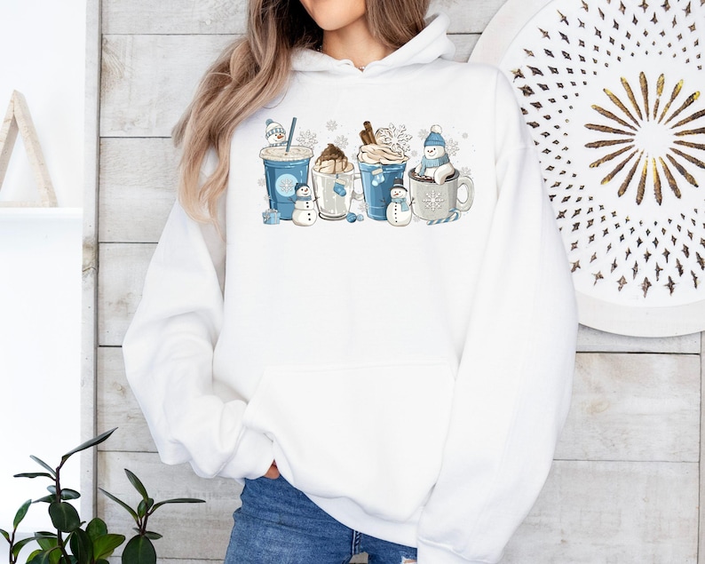 Winter Coffee Cups Sweatshirt, Winter Sweatshirt, Cozy Season Sweater, Winter Sweater, Winter Hoodie, Coffee Hoodie, Coffee Lover Gift Bild 5