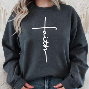 Faith Sweatshirt, Faith Gift, Christian Sweatshirt, Faith Cross Sweatshirt, Christian Gift, Love and Grace Hoodie, Vertical Cross Sweatshirt image 3