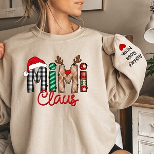 Custom Mimi Claus Sweatshirt, Mimi Sweatshirt,Christmas Mimi Claus Sweatshirt,Custom Nana And Grandkids Sweatshirt,Gifts For Nana