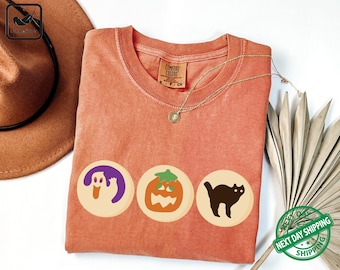 Halloween Sugar Cookie Tee, Spooky Cat Pumpkin Boo Shirt, Cozy Spooky Season Shirt
