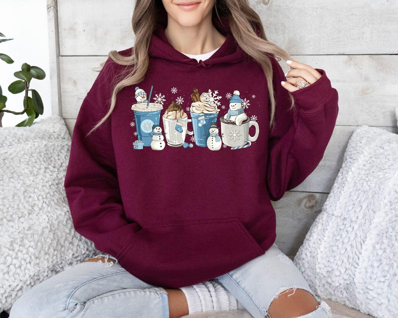 Winter Coffee Cups Sweatshirt, Winter Sweatshirt, Cozy Season Sweater, Winter Sweater, Winter Hoodie, Coffee Hoodie, Coffee Lover Gift Bild 4