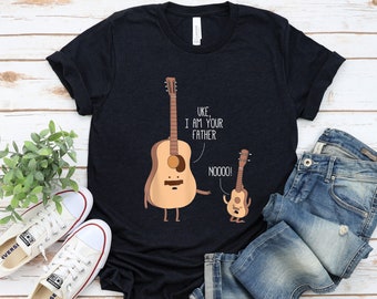 Funny Guitar Player Ukulele Parody - Uke, I Am Your Father Nooo! - Science Fiction Nerd Guitarist Musician Jokes Gag Gift T-Shirt