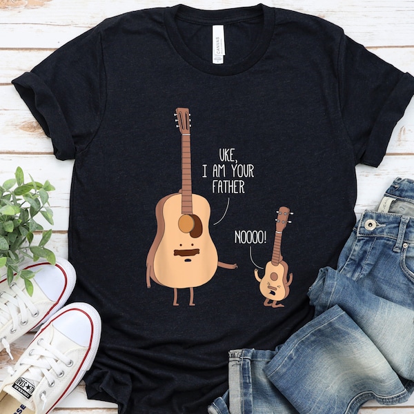 Funny Guitar Player Ukulele Parody - Uke, I Am Your Father Nooo! - Science Fiction Nerd Guitarist Musician Jokes Gag Gift T-Shirt