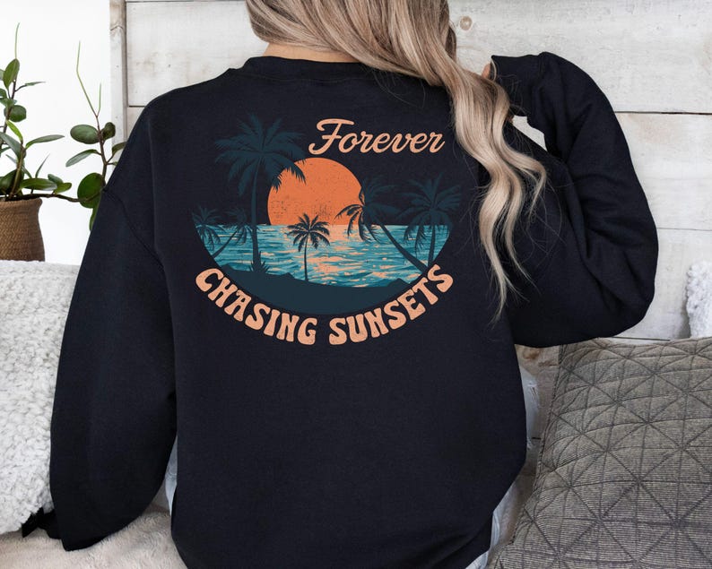 Sunset Sweatshirt - Beach Sweater - Beach Hoodies - Oversized Beachy Crewneck - Coconut Girl Surf Hoodie - Beach Sweatshirt image 5